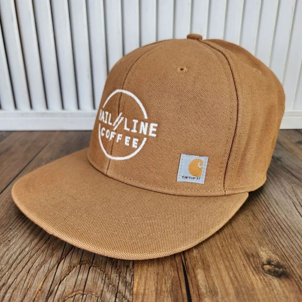 Carhartt Duck Canvas Rail Line Coffee Snapback Hat Cap Brown Logo Farming 101604